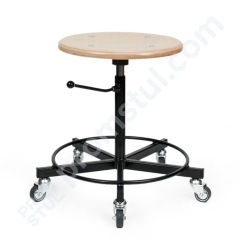 Табурет промисловий на колесах дерев’яне сидіння