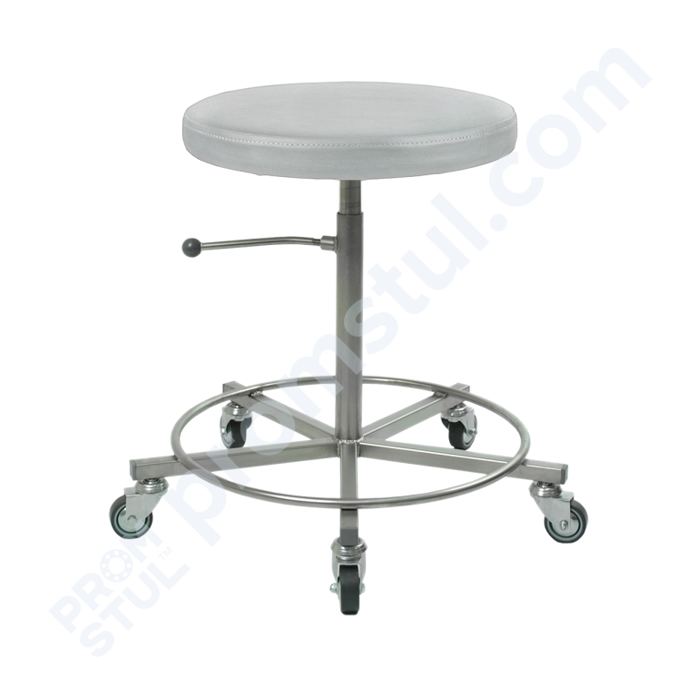 Табурет з нержавіючої сталі ТПН-1.1, шт.шкіра, на колесах