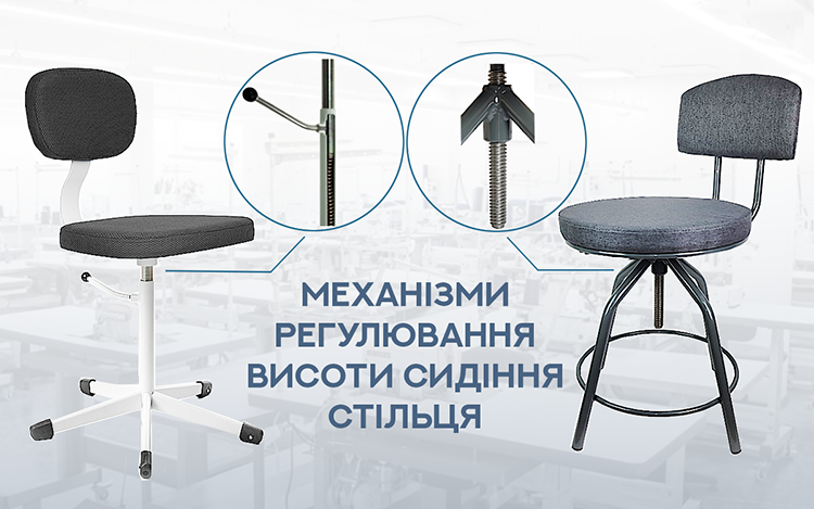Механізми регулювання висоти сидіння стільців Promstul